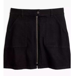 Denim Zip Utility Skirt in Black Frost